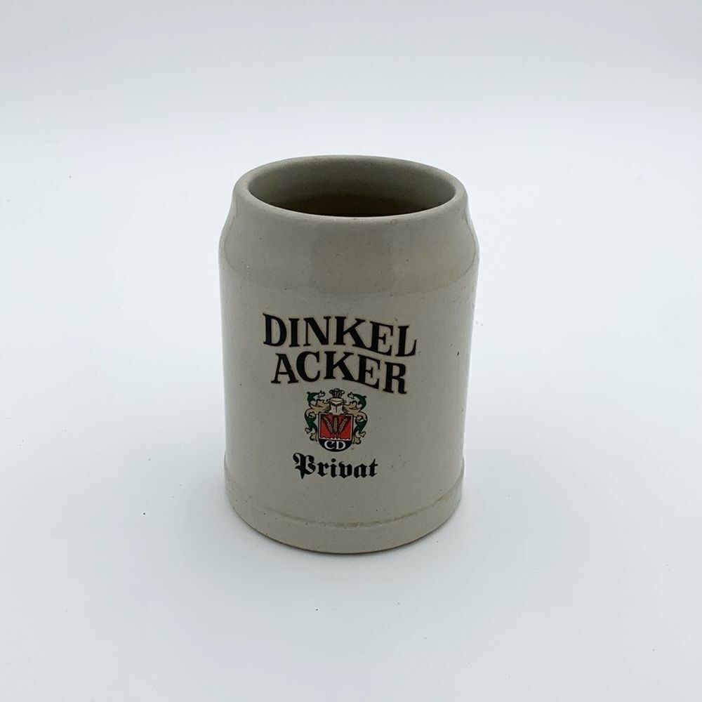 Vintage German beer, stein mug, ceramic stoneware ￼Dinkel Acker Brivat